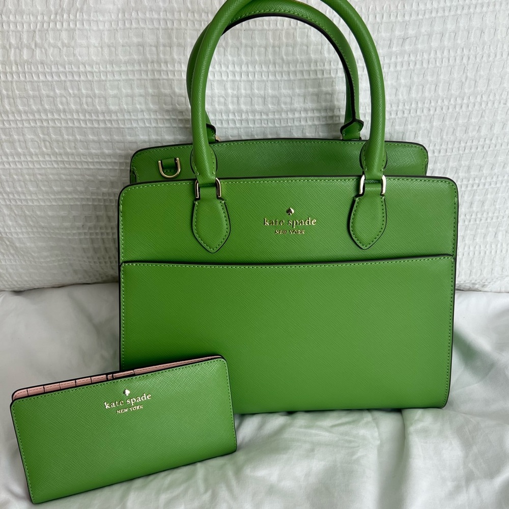 Kate Spade Green Satchel and Wallet Set
